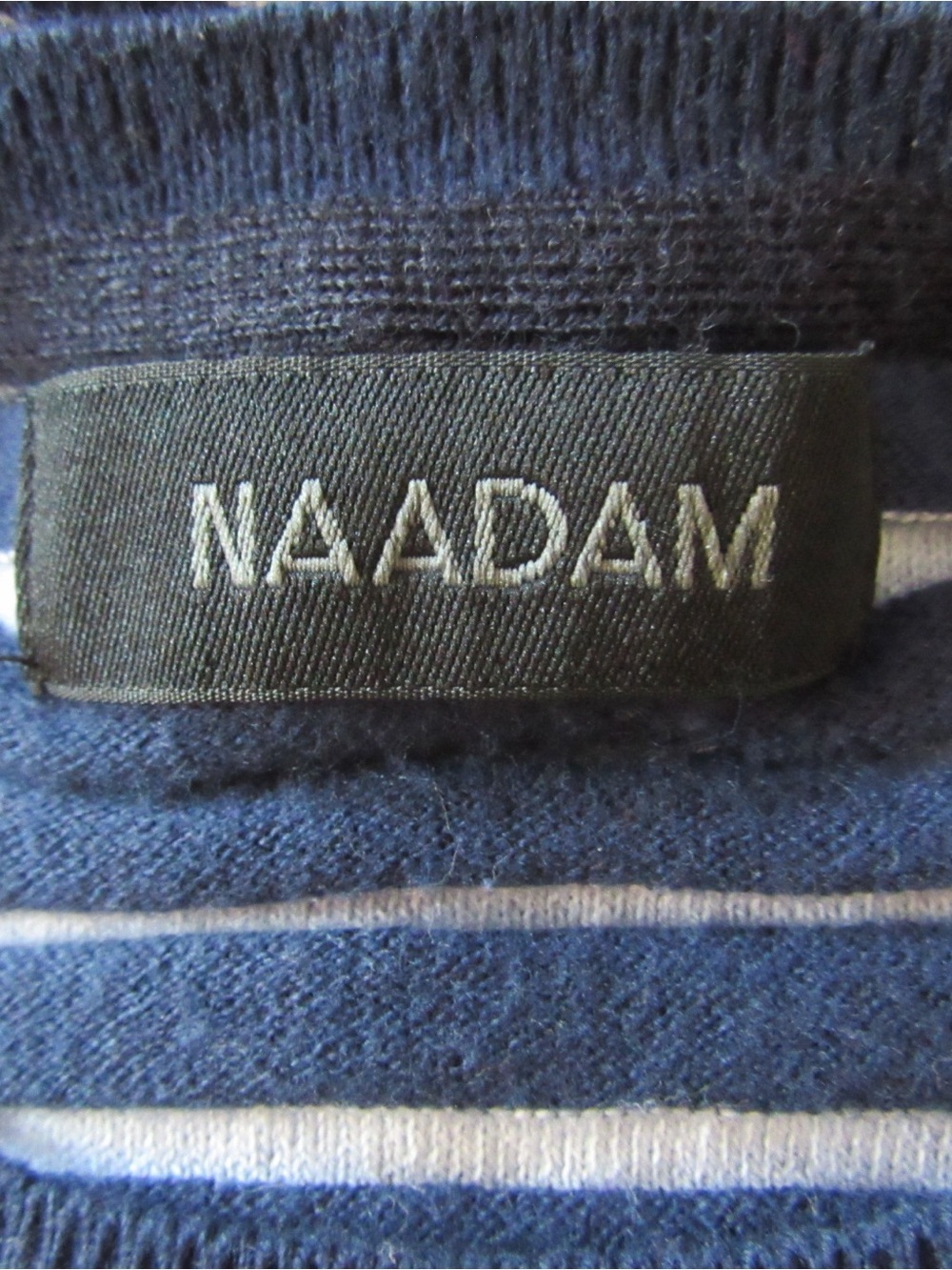 Naadam Short Sleeve Knit Top Sweater Small Blue White Striped Crewneck Classic - Picture 10 of 10